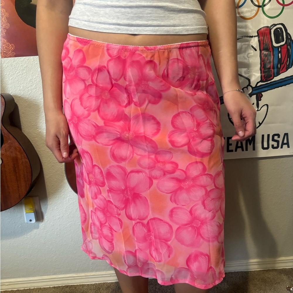 Vintage no boundaries Floral Pink and Orange Skirt